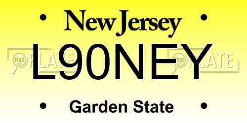 L90NEY New Jersey License Plate