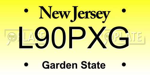 L90PXG New Jersey License Plate