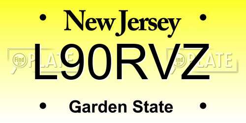 L90RVZ New Jersey License Plate