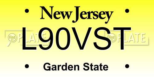 L90VST New Jersey License Plate
