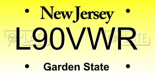 L90VWR New Jersey License Plate