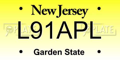 L91APL New Jersey License Plate