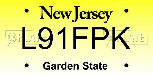 L91FPK New Jersey License Plate