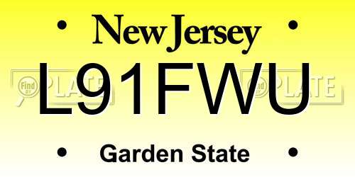 L91FWU New Jersey License Plate