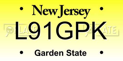 L91GPK New Jersey License Plate
