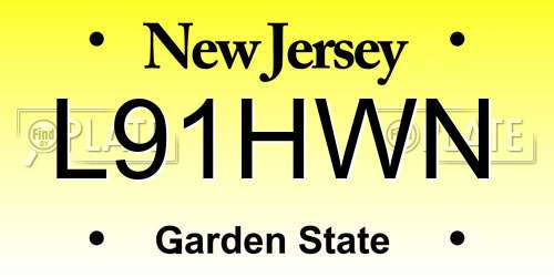 L91HWN New Jersey License Plate