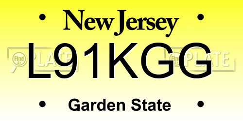 L91KGG New Jersey License Plate