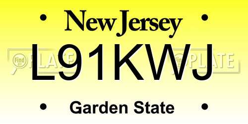 L91KWJ New Jersey License Plate