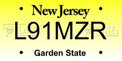 L91MZR New Jersey License Plate