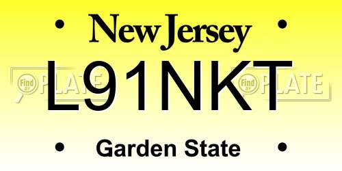 L91NKT New Jersey License Plate