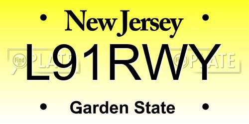 L91RWY New Jersey License Plate