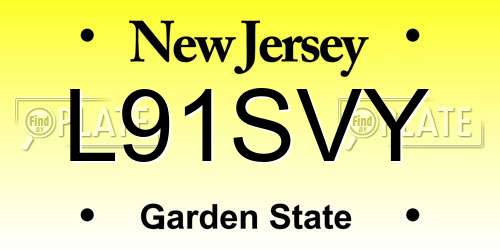 L91SVY New Jersey License Plate