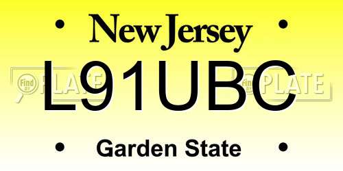 L91UBC New Jersey License Plate