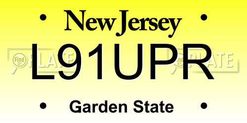L91UPR New Jersey License Plate