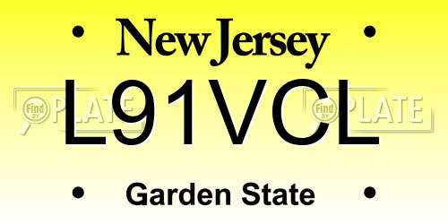 L91VCL New Jersey License Plate