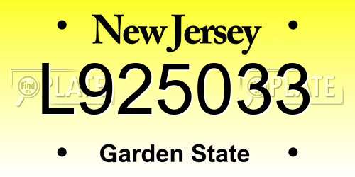 L925033 New Jersey License Plate