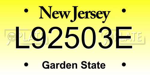 L92503E New Jersey License Plate