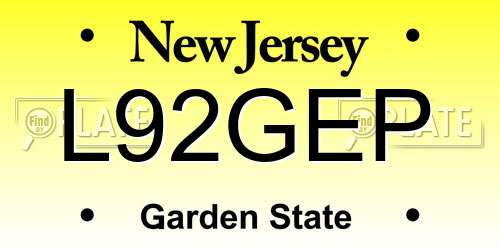 L92GEP New Jersey License Plate
