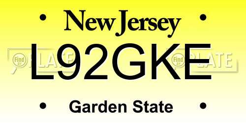 L92GKE New Jersey License Plate
