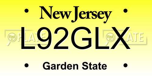L92GLX New Jersey License Plate