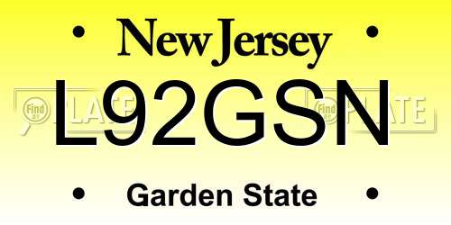 L92GSN New Jersey License Plate