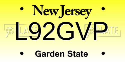 L92GVP New Jersey License Plate