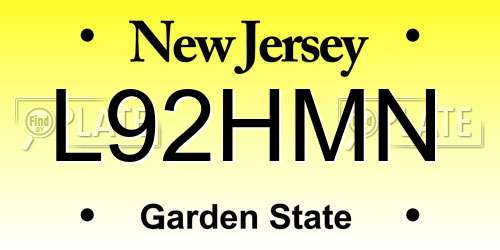 L92HMN New Jersey License Plate