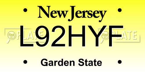 L92HYF New Jersey License Plate
