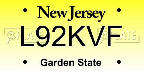 L92KVF New Jersey License Plate
