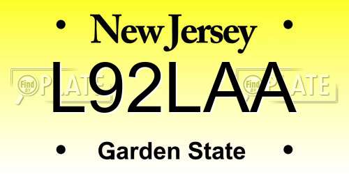 L92LAA New Jersey License Plate
