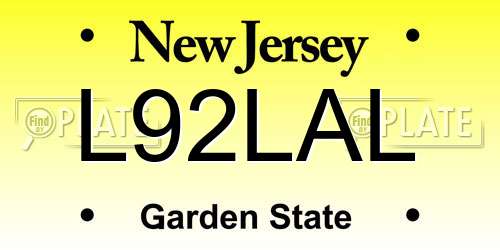 L92LAL New Jersey License Plate