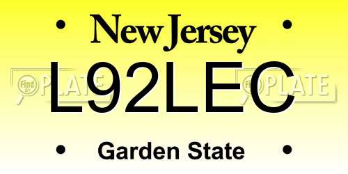L92LEC New Jersey License Plate