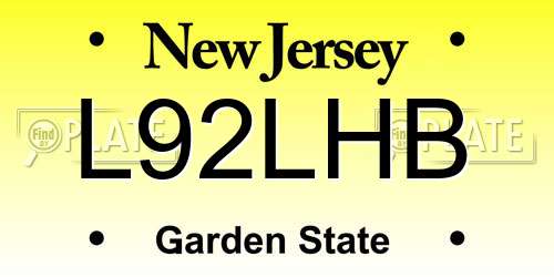 L92LHB New Jersey License Plate