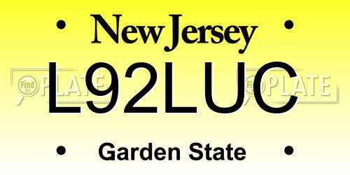 L92LUC New Jersey License Plate