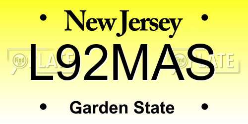 L92MAS New Jersey License Plate