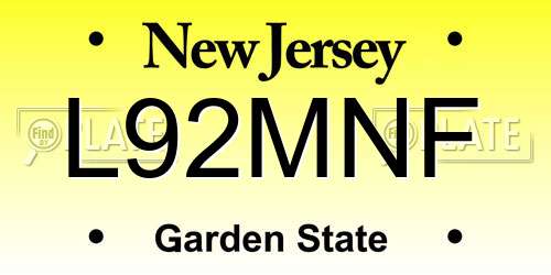 L92MNF New Jersey License Plate