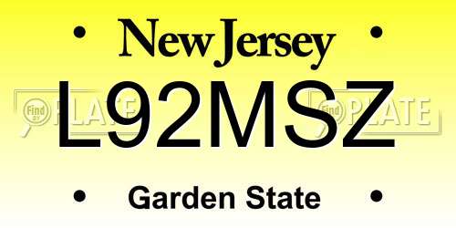 L92MSZ New Jersey License Plate