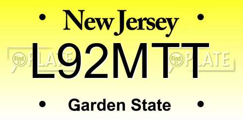 L92MTT New Jersey License Plate