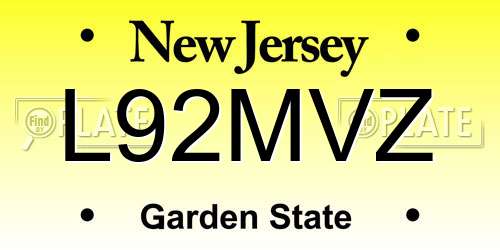 L92MVZ New Jersey License Plate