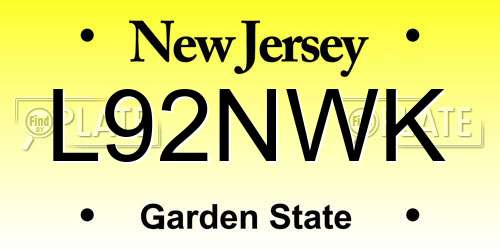 L92NWK New Jersey License Plate