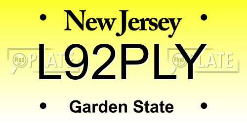 L92PLY New Jersey License Plate