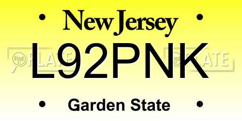 L92PNK New Jersey License Plate