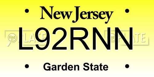L92RNN New Jersey License Plate
