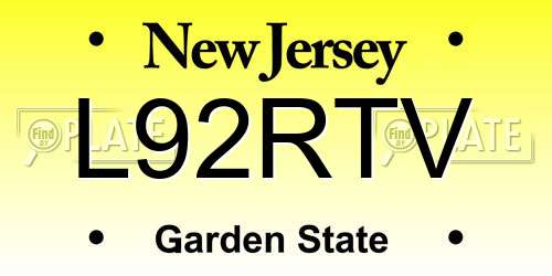 L92RTV New Jersey License Plate