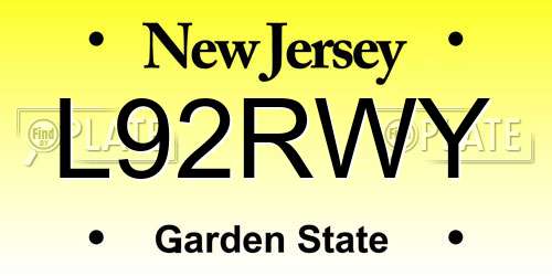 L92RWY New Jersey License Plate