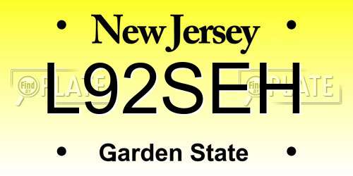 L92SEH New Jersey License Plate