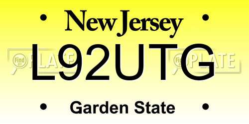 L92UTG New Jersey License Plate