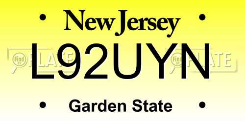 L92UYN New Jersey License Plate
