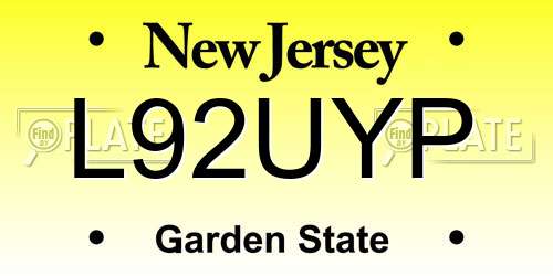 L92UYP New Jersey License Plate