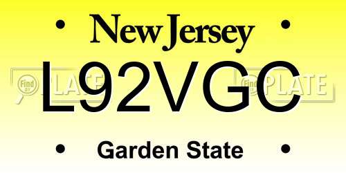 L92VGC New Jersey License Plate